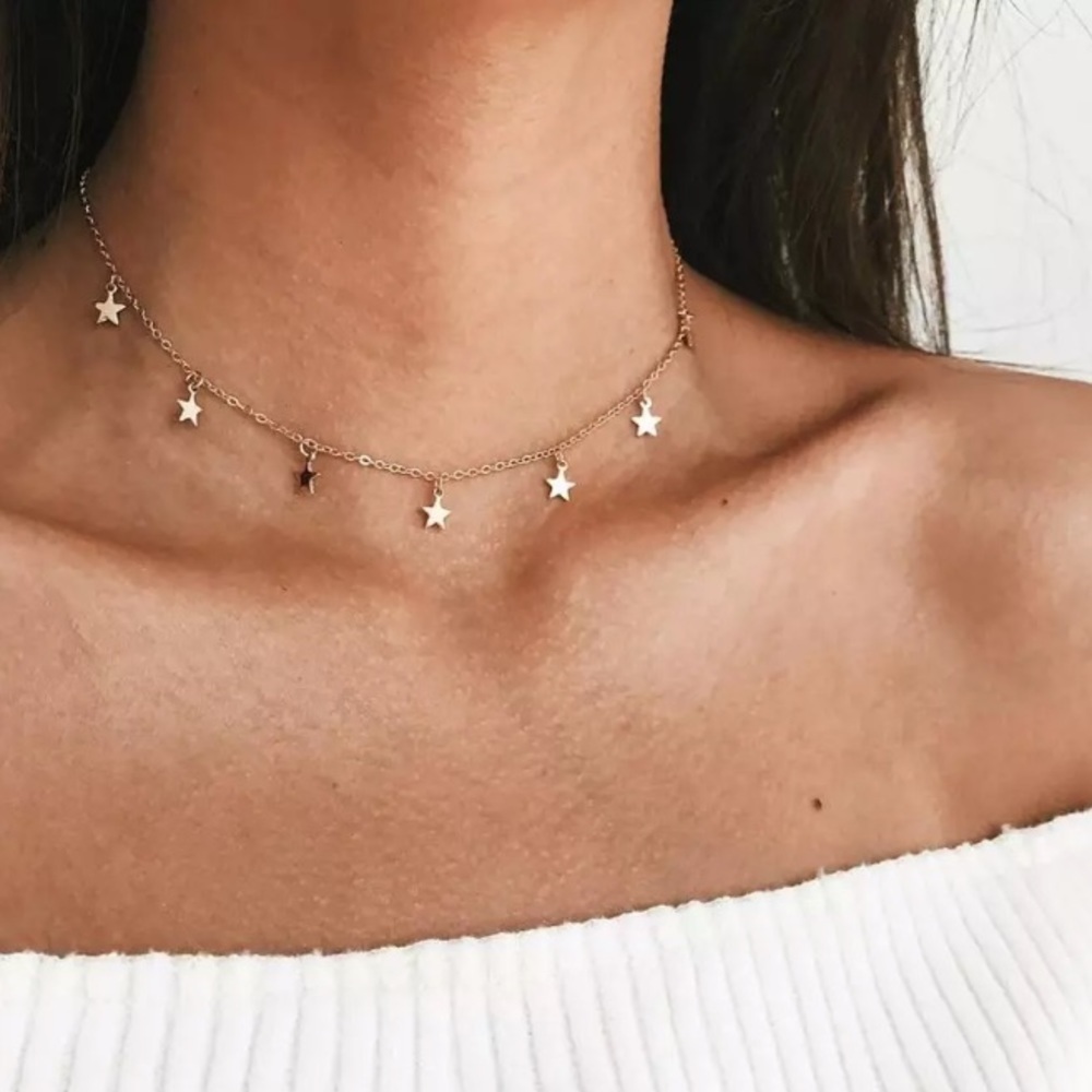 NEW Gold Stars Choker Necklace